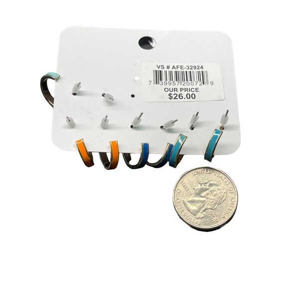 Charming Charlie Set Of 6 Hypoallergenic Colorful Enamel Hoop Earrings For Women - Picture 5 of 5